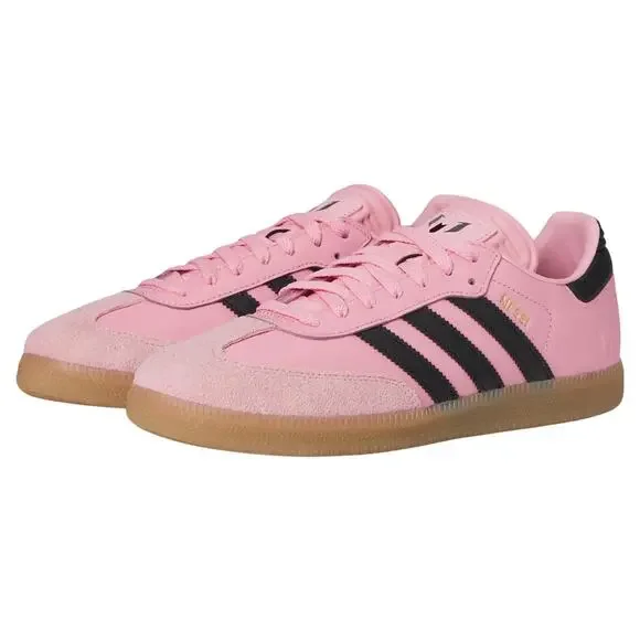 Adidas Mens Samba Messi Sneakers Size 13 Pink Suede Rubber EUC - Picture 1 of 12